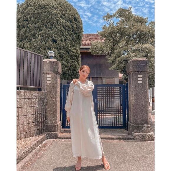 H&M Wide Cut Kaftan Dress Cream New - Picture 8 of 11